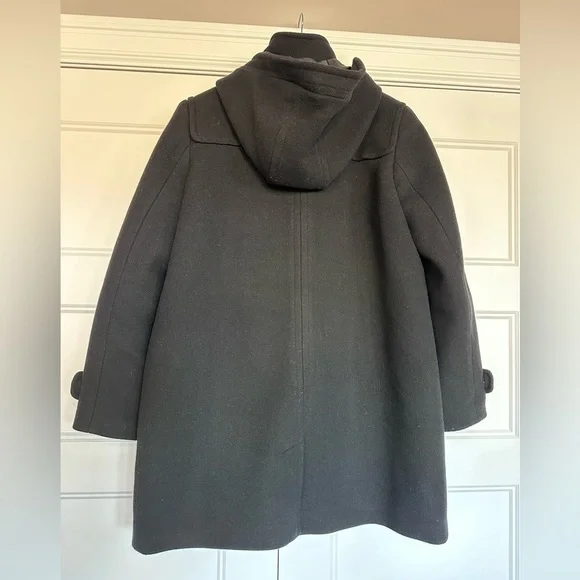 Banana Republic Black Wool Duffle Car-Coat Pea-Coat with Hood- EUC Worn 1x - Picture 6 of 17